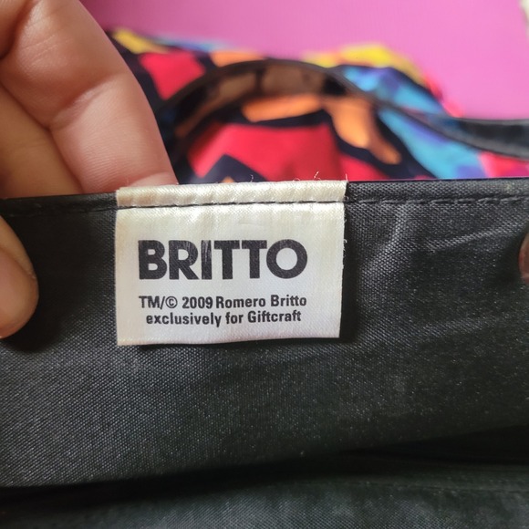 Romero Britto Tote Bag A New Day Heart Shoulder Bag Artist Large Carry On Purse - Picture 6 of 8